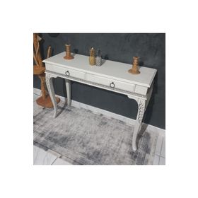 Roys Ahşap 9002 White Grey 120 cm Eskitme Oymalı Çekmeceli Ahşap Dresuar