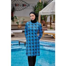 Rozamay 9024 Siyah Uzun Kollu Likralı Tam Kapalı Kadın Tesettür Mayo