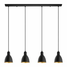 Rsylight 100 cm Retro Metal Masa Üstü Rustik 4'lü Siyah Sarkıt Avize