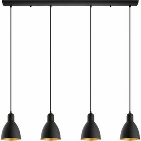 Rsylight 100 cm Retro Metal Masa Üstü Rustik 4'lü Siyah Sarkıt Avize