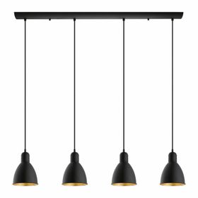 Rsylight 100 cm Retro Metal Masa Üstü Rustik 4'lü Siyah Sarkıt Avize