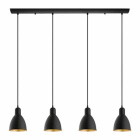 Rsylight 100 cm Retro Metal Masa Üstü Rustik 4'lü Siyah Sarkıt Avize