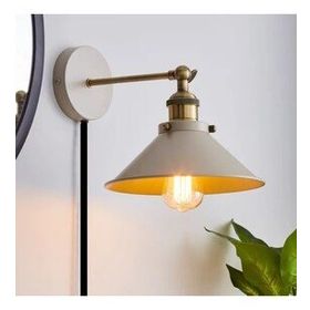 Rsylight 22 cm Retro Metal Mafsallı Kablolu Fişli Beyaz Dekoratif Rustik Duvar Aplik