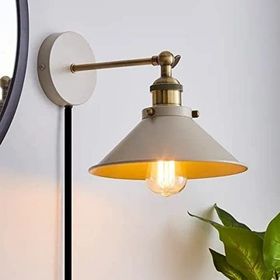 Rsylight 22 cm Retro Metal Mafsallı Kablolu Fişli Beyaz Dekoratif Rustik Duvar Aplik