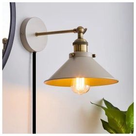 Rsylight 22 cm Retro Metal Mafsallı Kablolu Fişli Beyaz Dekoratif Rustik Duvar Aplik