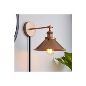Rsylight 22 cm Retro Metal Mat Bakır Kaplama Kaplolu Anahtarlı Rustik Duvar Aplik
