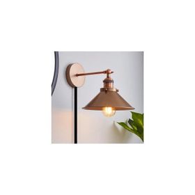 Rsylight 22 cm Retro Metal Mat Bakır Kaplama Kaplolu Anahtarlı Rustik Duvar Aplik