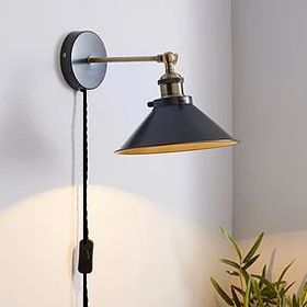 Rsylight 22 cm Retro Metal Rustik Dekoratif Mafsallı Kablolu Anahtarlı Duvar Aplik