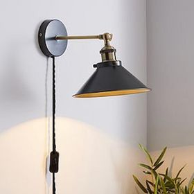Rsylight 22 cm Retro Metal Rustik Dekoratif Mafsallı Kablolu Anahtarlı Duvar Aplik