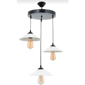 Rsylight 30 cm Retro Dekoratif 3'lü Bakır Siyah Beyaz Rustik Metal Sarkıt Avize
