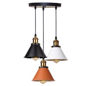 Rsylight 30 cm Retro Dekoratif 3'lü Bakır Siyah Beyaz Rustik Metal Sarkıt Avize