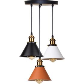 Rsylight 30 cm Retro Dekoratif 3'lü Bakır Siyah Beyaz Rustik Metal Sarkıt Avize