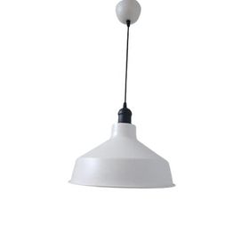 Rsylight 30 cm Retro Metal Dekoratif Beyaz İçi Beyaz Siyah Duylu Tekli Beyaz Sarkıt Avize