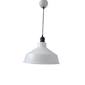 Rsylight 30 cm Retro Metal Dekoratif Beyaz İçi Beyaz Siyah Duylu Tekli Beyaz Sarkıt Avize