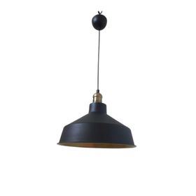 Rsylight 30 cm Retro Metal Siyah Dekoratif Eskitme Duylu Kafe Siyah İçi Gold Mutfak Avize