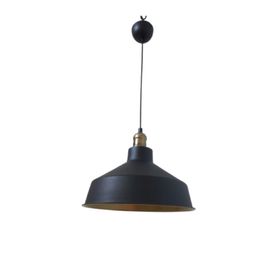 Rsylight 30 cm Retro Metal Siyah Dekoratif Eskitme Duylu Kafe Siyah İçi Gold Mutfak Avize