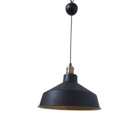 Rsylight 30 cm Retro Metal Siyah Dekoratif Eskitme Duylu Kafe Siyah İçi Gold Mutfak Avize