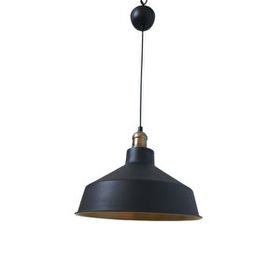 Rsylight 30 cm Retro Metal Siyah Dekoratif Eskitme Duylu Kafe Siyah İçi Gold Mutfak Avize