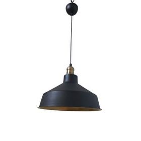 Rsylight 30 cm Retro Metal Siyah Dekoratif Eskitme Duylu Kafe Siyah İçi Gold Mutfak Avize