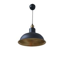 Rsylight 30 cm Retro Metal Siyah Dekoratif Eskitme Duylu Kafe Siyah İçi Gold Mutfak Avize
