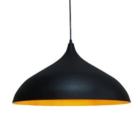 Rsylight 43 cm Retro Metal Sarkıt Rustik Tekli Sarkıt Siyah İçi Sarı Avize