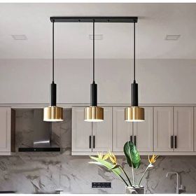 Rsylight 60 cm Retro Metal Dekoratif Metal 3'lü Masa Üstü Sıralı Sarkıt Avize