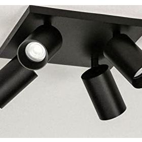 Rsylight Metal Hareketli Modern Siyah Kare 4'lü Beyaz Ampullü Led Spot Avize