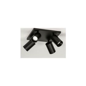 Rsylight Metal Hareketli Modern Siyah Kare 4'lü Beyaz Ampullü Led Spot Avize