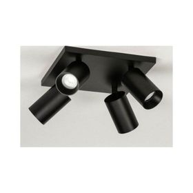 Rsylight Metal Hareketli Modern Siyah Kare 4'lü Beyaz Ampullü Led Spot Avize