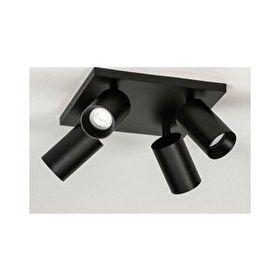 Rsylight Metal Hareketli Modern Siyah Kare 4'lü Beyaz Ampullü Led Spot Avize