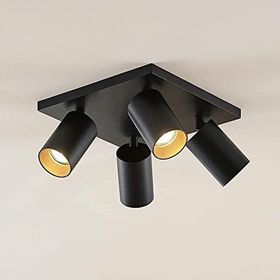 Rsylight Metal Hareketli Modern Siyah Kare 4'lü Günışığı Ampullü Led Spot Avize