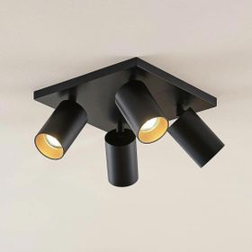 Rsylight Metal Hareketli Modern Siyah Kare 4'lü Günışığı Ampullü Led Spot Avize