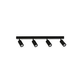 Rsylight Metal Modern Spor 4'lü Siyah Mafsallı Beyaz Ampullü Led Spot Avize