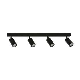 Rsylight Metal Modern Spor 4'lü Siyah Mafsallı Beyaz Ampullü Led Spot Avize