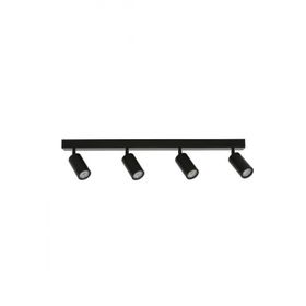 Rsylight Metal Modern Spor 4'lü Siyah Mafsallı Beyaz Ampullü Led Spot Avize