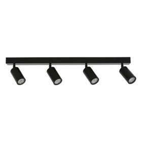 Rsylight Metal Modern Spor 4'lü Siyah Mafsallı Beyaz Ampullü Led Spot Avize