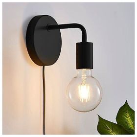Rsylight Metal Rustik Kablolu Anahtarlı Duvar Siyah Dekoratif Aplik
