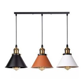 Rsylight Retro Masa Üstü 3'lü Bakır Siyah Beyaz Rustik Metal Sarkıt Avize