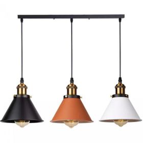 Rsylight Retro Masa Üstü 3'lü Bakır Siyah Beyaz Rustik Metal Sarkıt Avize