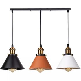 Rsylight Retro Masa Üstü 3'lü Bakır Siyah Beyaz Rustik Metal Sarkıt Avize