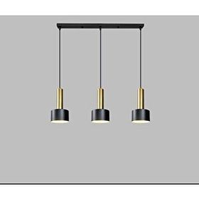 Rsylight Retro Metal 3'lü Masa Üstü Siyah Gold Dekoratif Rustik Sarkıt Avize