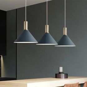 Rsylight Retro Metal Masa Üstü 100 cm Rustik Dekoratif Gri Sarkıt 3'lü Avize