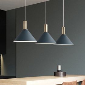Rsylight Retro Metal Masa Üstü 100 cm Rustik Dekoratif Gri Sarkıt 3'lü Avize