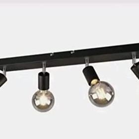 Rsylight Retro Metal Rustik Mafsallı 4'lü Siyah Modern Spor Spot Avize