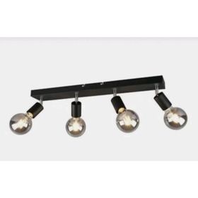 Rsylight Retro Metal Rustik Mafsallı 4'lü Siyah Modern Spor Spot Avize