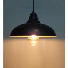 Rsylight Retro Metal Rustik Tekli Sarkıt Siyah İçi Siyah Avize