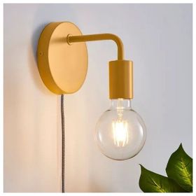 Rsylight Retro Metal Sarı Rustik Kabllolu Anahtarlı Dekoratif Duvar Aplik