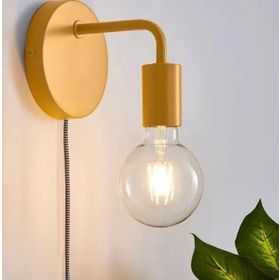 Rsylight Retro Metal Sarı Rustik Kabllolu Anahtarlı Dekoratif Duvar Aplik