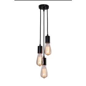 Rsylight Retro Metal Sarkıt Avize Siyah Rustik 3'lü Sarkıt Avize