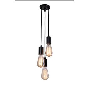 Rsylight Retro Metal Sarkıt Avize Siyah Rustik 3'lü Sarkıt Avize